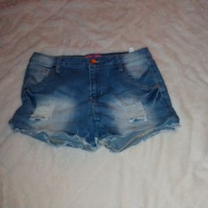 distressed denim shorts